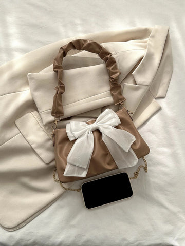 Bow & Ruched Decor Bag For Teen Girls shein