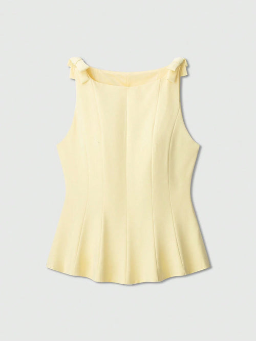 Women's Simple Solid Color Bow Decor Sleeveless Top