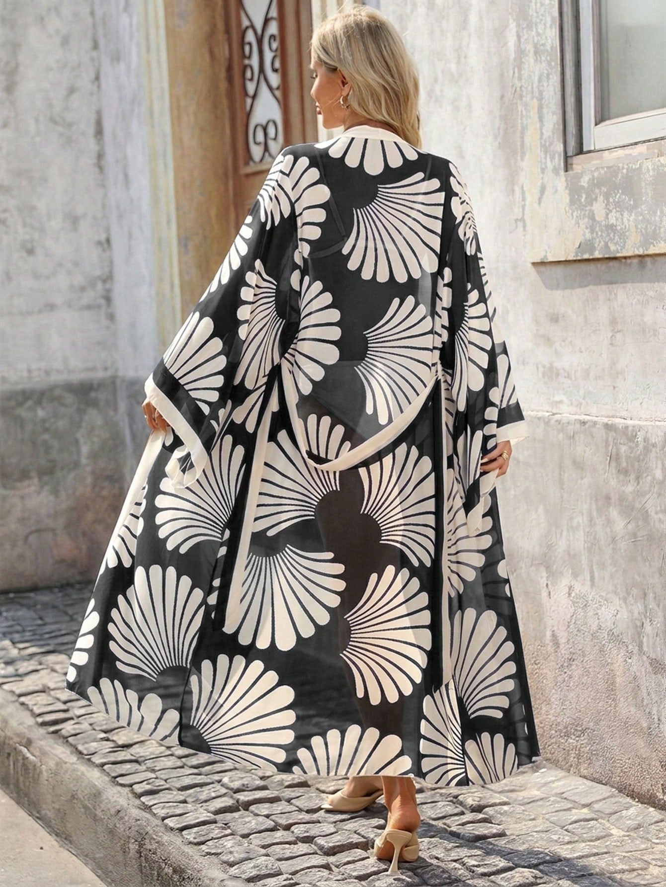Retro Print Lightweight Elegant Kimono shein