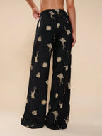 Women Embroidery Decor Casual Versatile Straight Leg Pants
