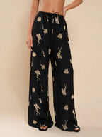 Women Embroidery Decor Casual Versatile Straight Leg Pants