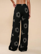 Women Embroidery Decor Casual Versatile Straight Leg Pants