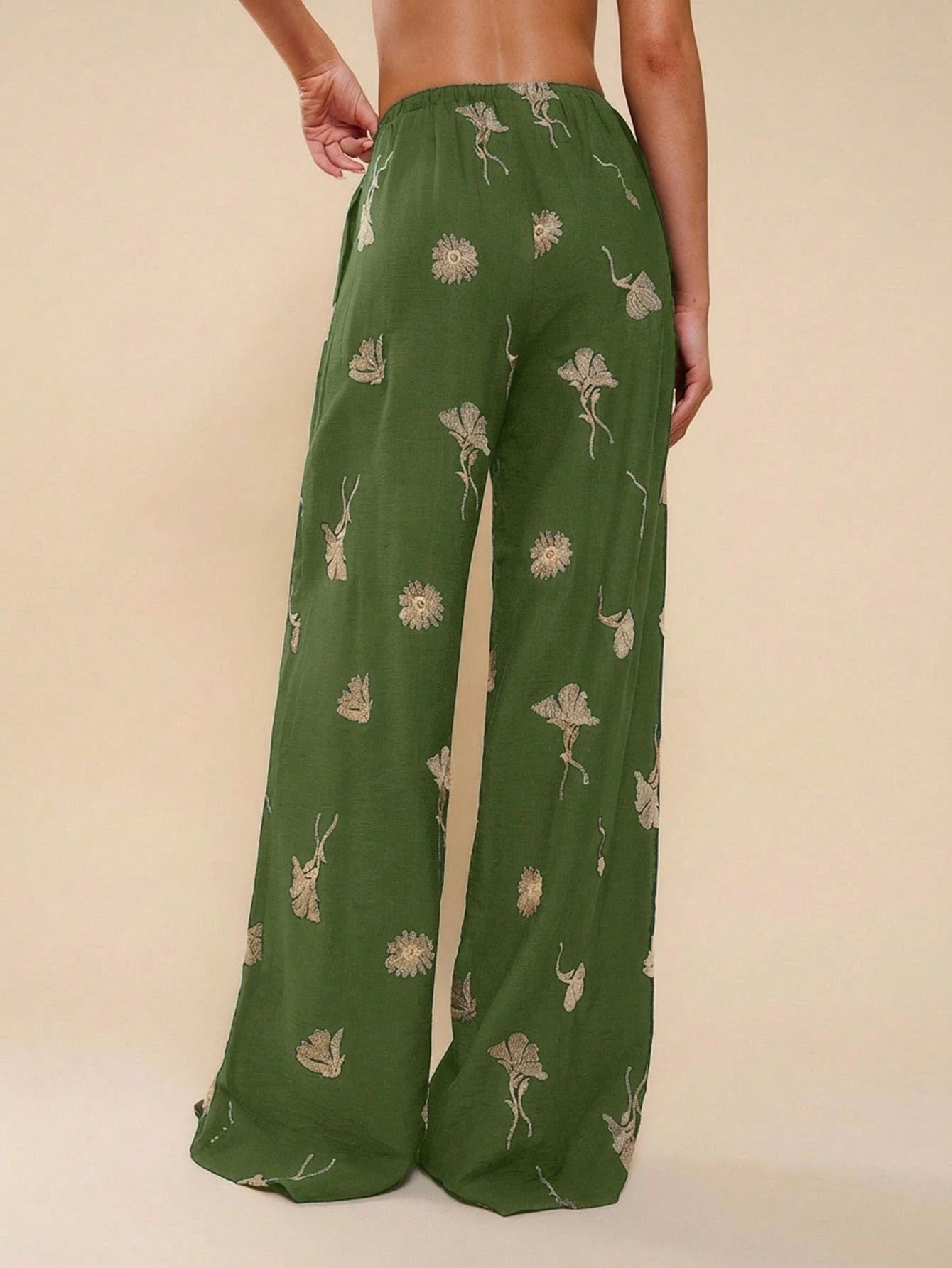 Women Embroidery Decor Casual Versatile Straight Leg Pants