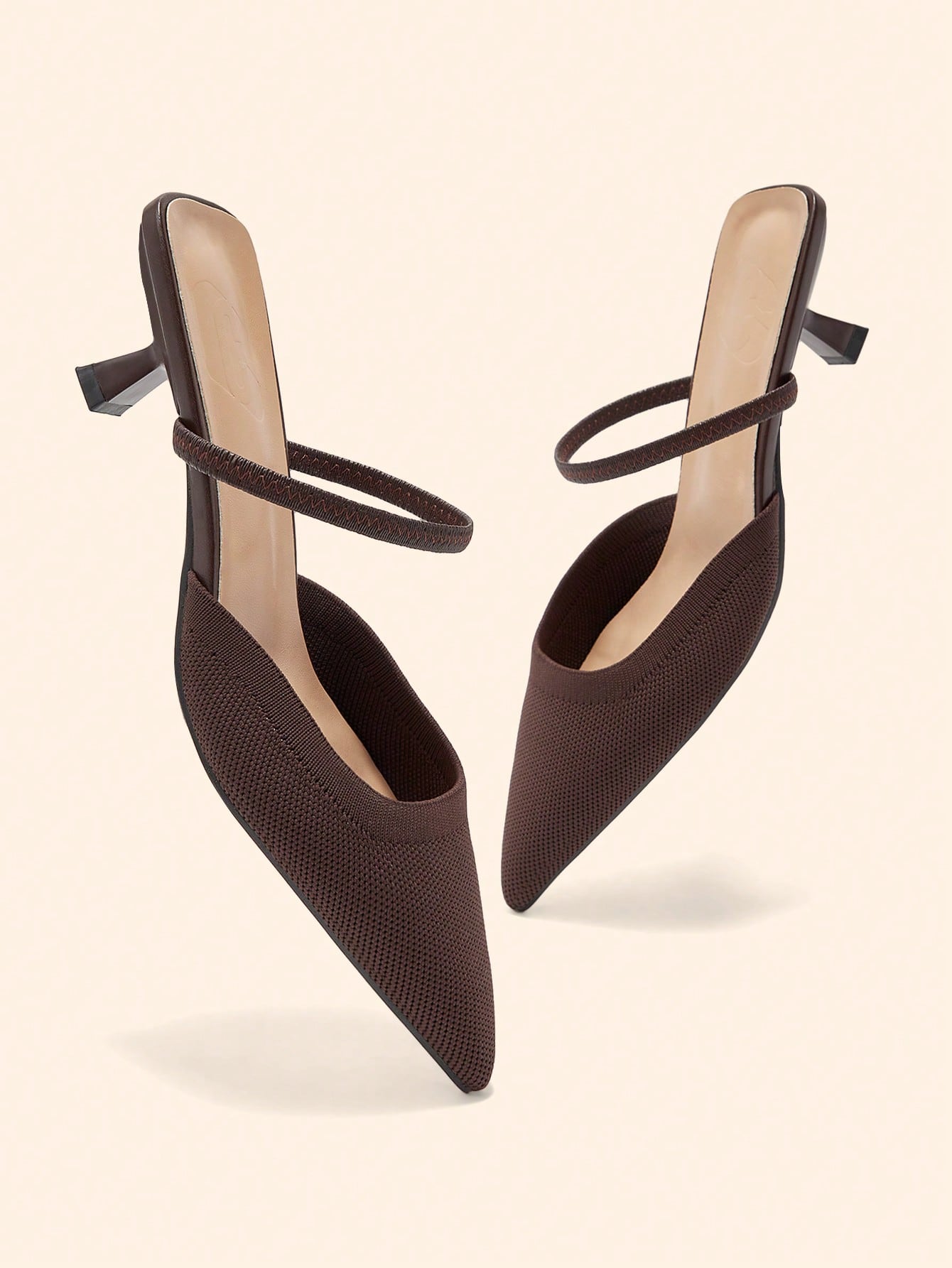 BIZCHIC Women's Pointed Toe Kitten Heel Backstrap Slingback Pumps shein