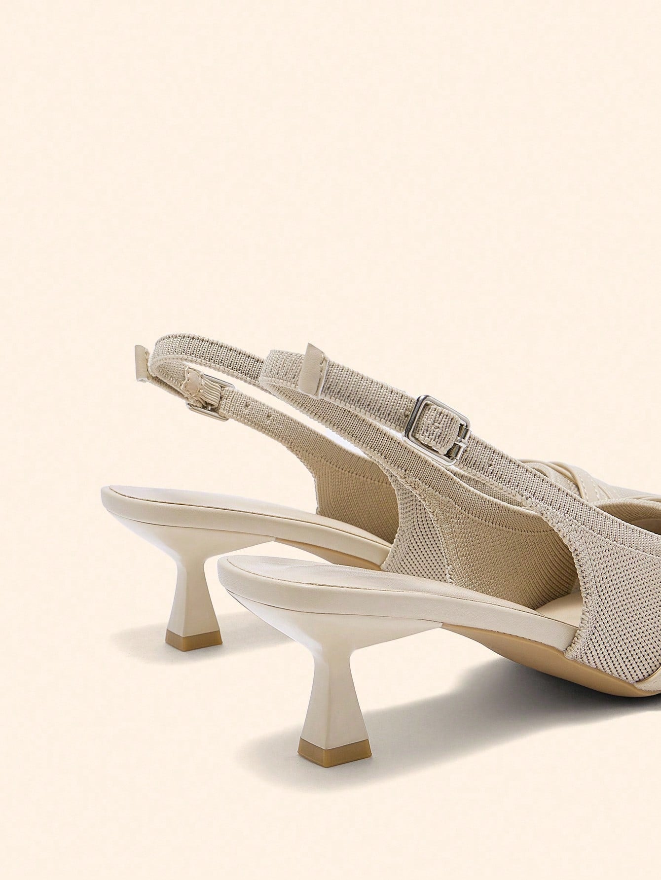 BIZCHIC Women's Pointed Toe Kitten Heel Backstrap Slingback Pumps shein