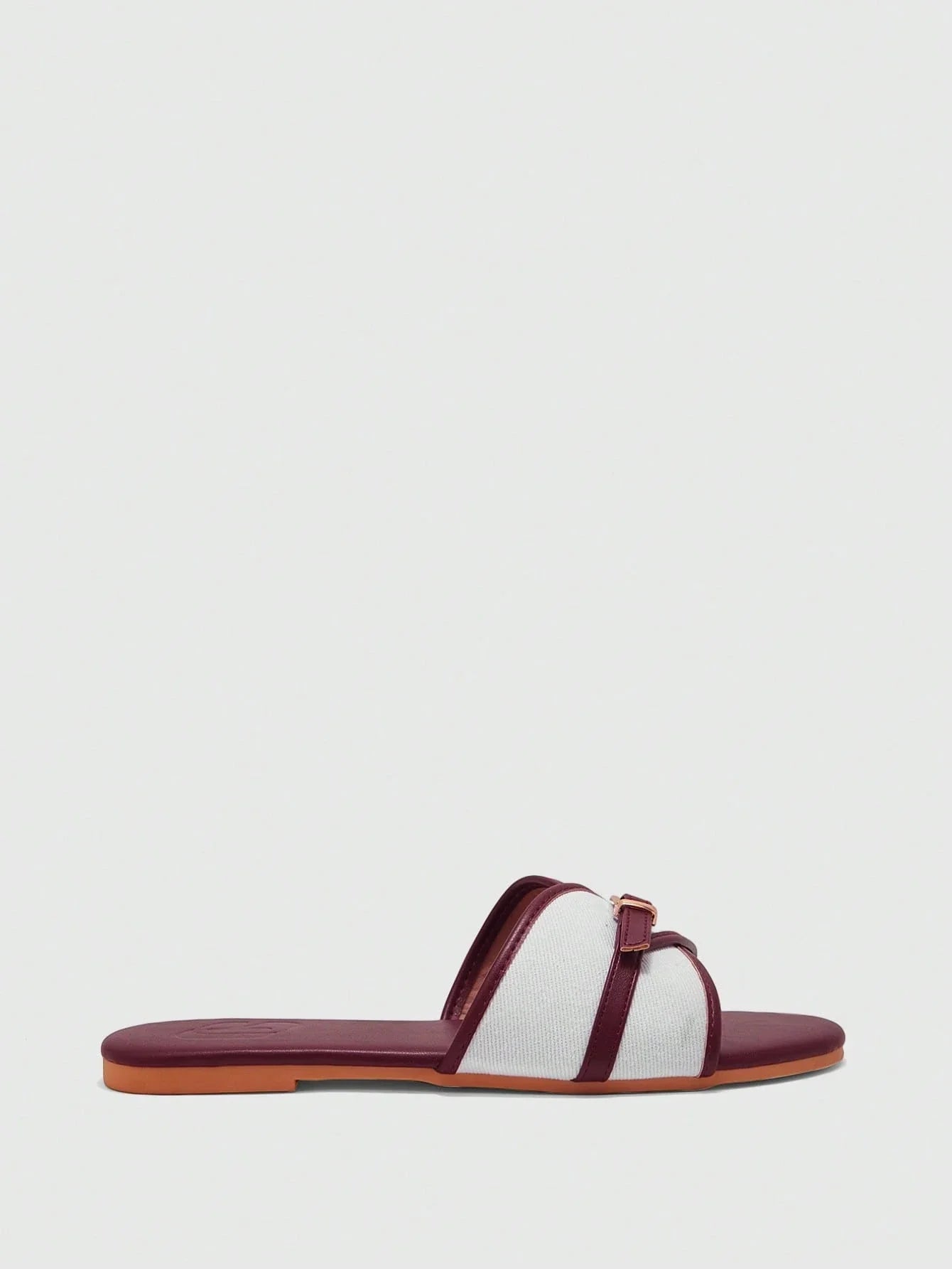 Simple Buckle Color Block Flat Sandals shein