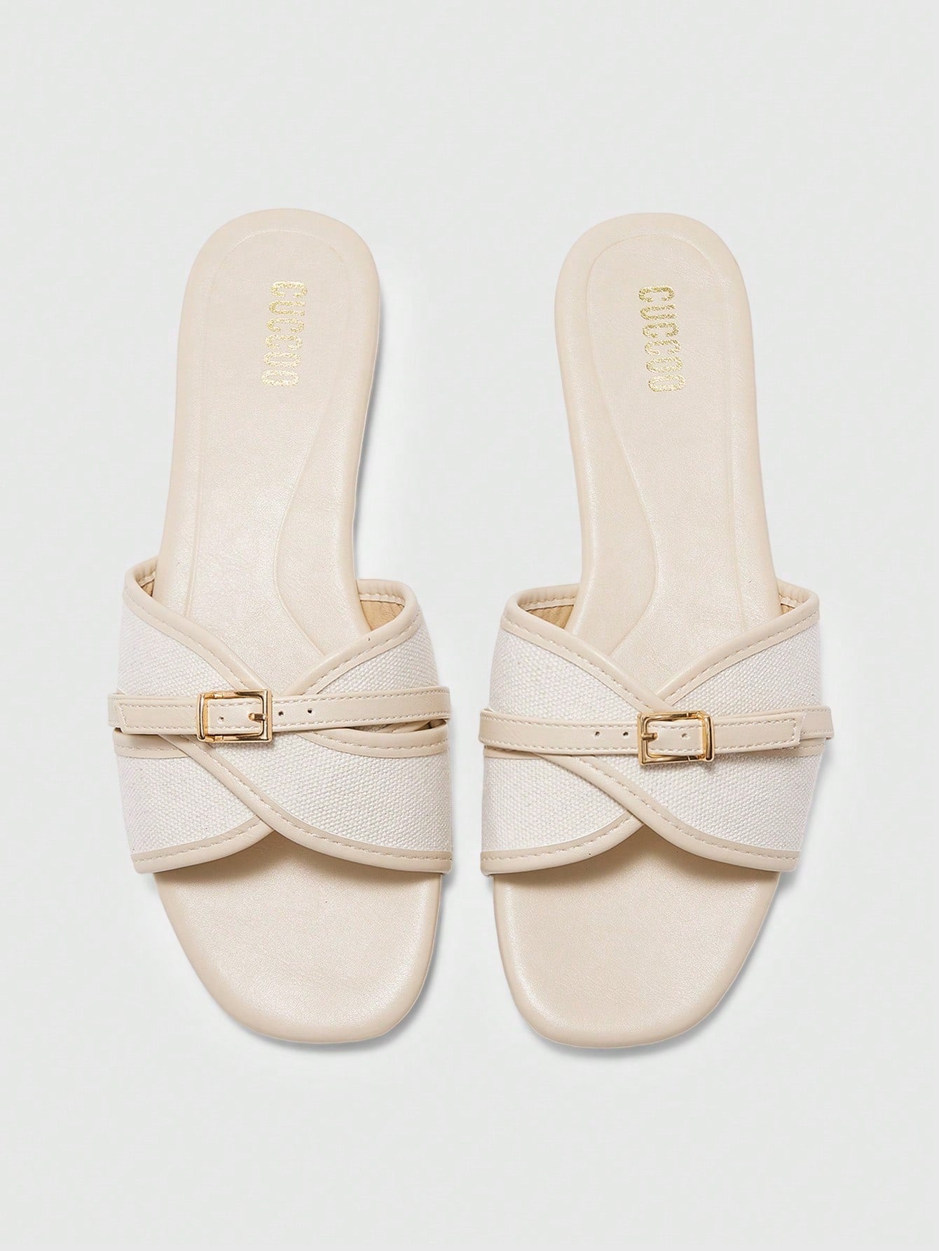 Simple Buckle Color Block Flat Sandals shein