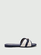 Simple Buckle Color Block Flat Sandals shein