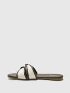 Simple Buckle Color Block Flat Sandals shein