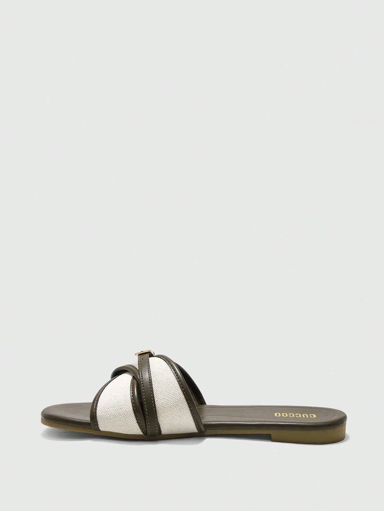Simple Buckle Color Block Flat Sandals shein