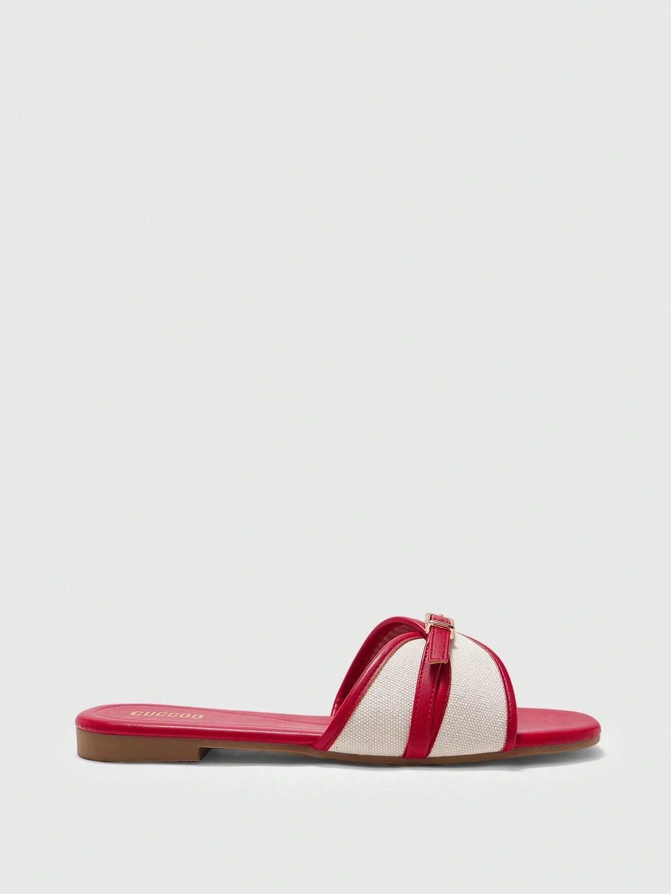 Simple Buckle Color Block Flat Sandals shein
