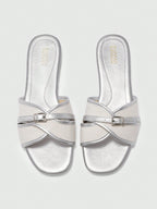 Simple Buckle Color Block Flat Sandals shein