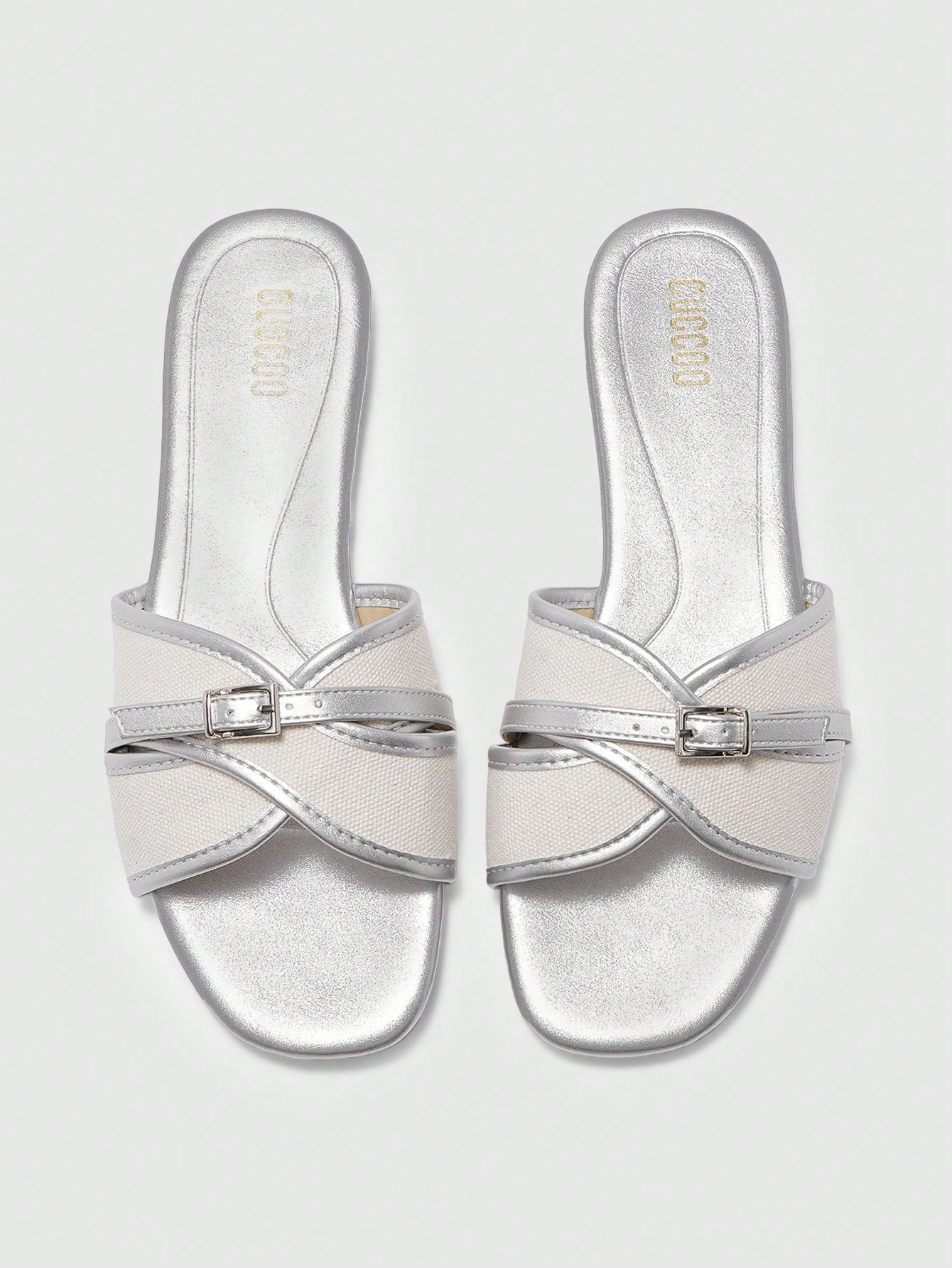 Simple Buckle Color Block Flat Sandals shein