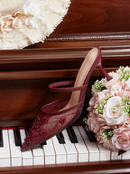 Women's Fashionable Black Floral Elegant High Heel Party Sandals shein