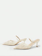 Women's Fashionable Black Floral Elegant High Heel Party Sandals shein