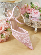 Women's Fashionable Black Floral Elegant High Heel Party Sandals shein