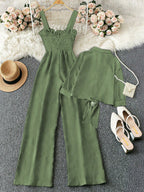 Women's Woven Leisure Vacation Summer Two Pieces Set shein