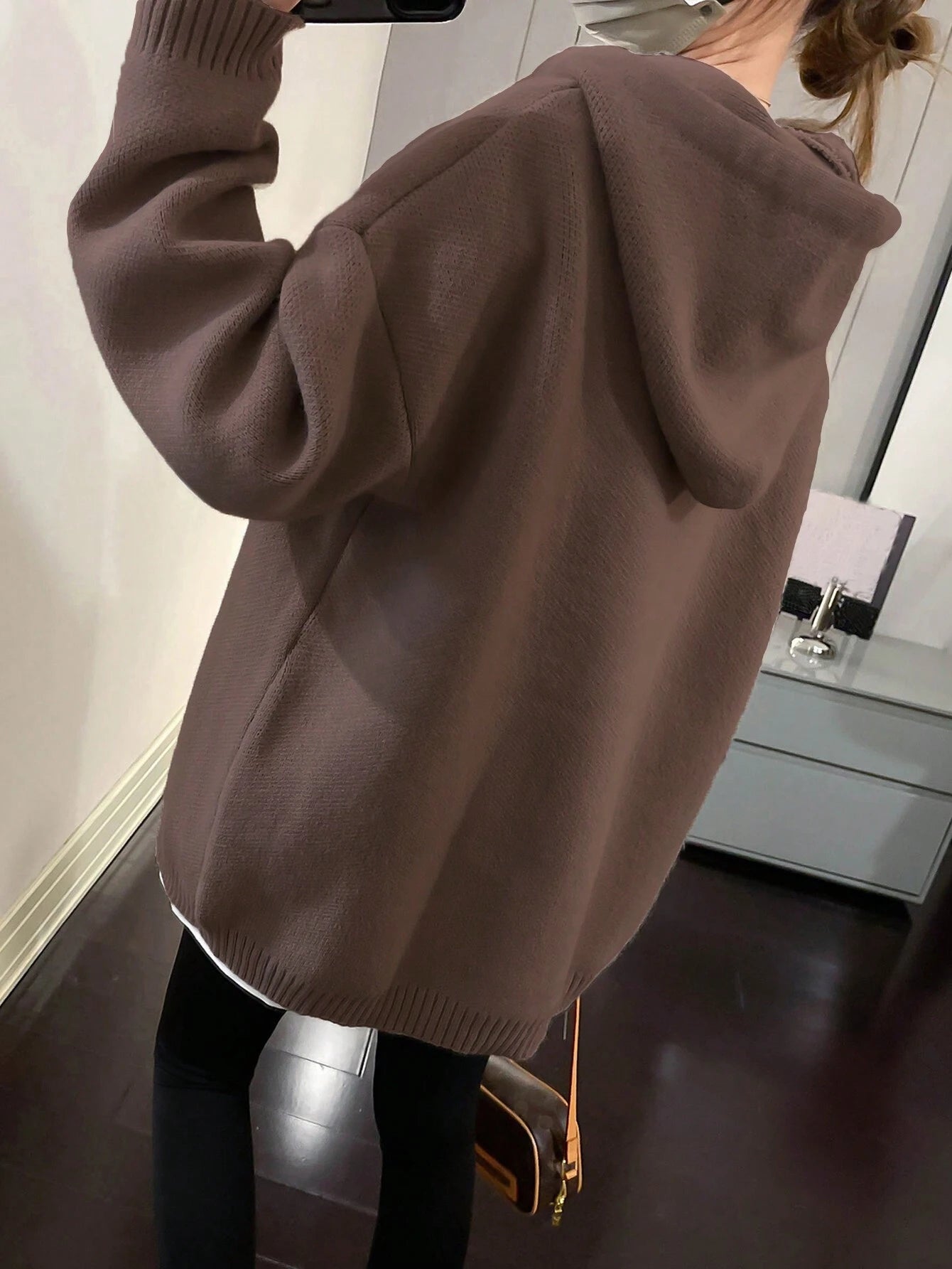 Cartoon Pattern Drop Shoulder Oversized Drawstring Hooded Sweater shein