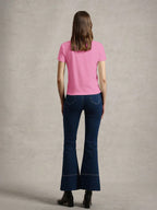 Casual Knit Crew Neck Short Sleeve Fitted Women T-Shirt shein