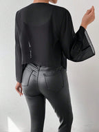 Chiquease Solid Color Bell Sleeve Jacket