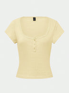Chiquease Sweet Lace Trim Short Sleeve T-Shirt shein