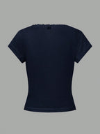 Chiquease Sweet Lace Trim Short Sleeve T-Shirt shein