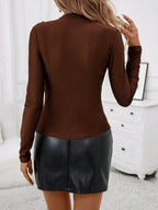 Clasi Mock Neck Ruched Tee shein