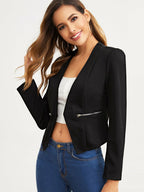 Clasi Open Placket Zip Detail Blazer shein