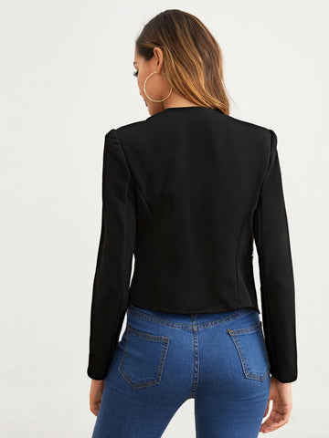 Clasi Open Placket Zip Detail Blazer shein