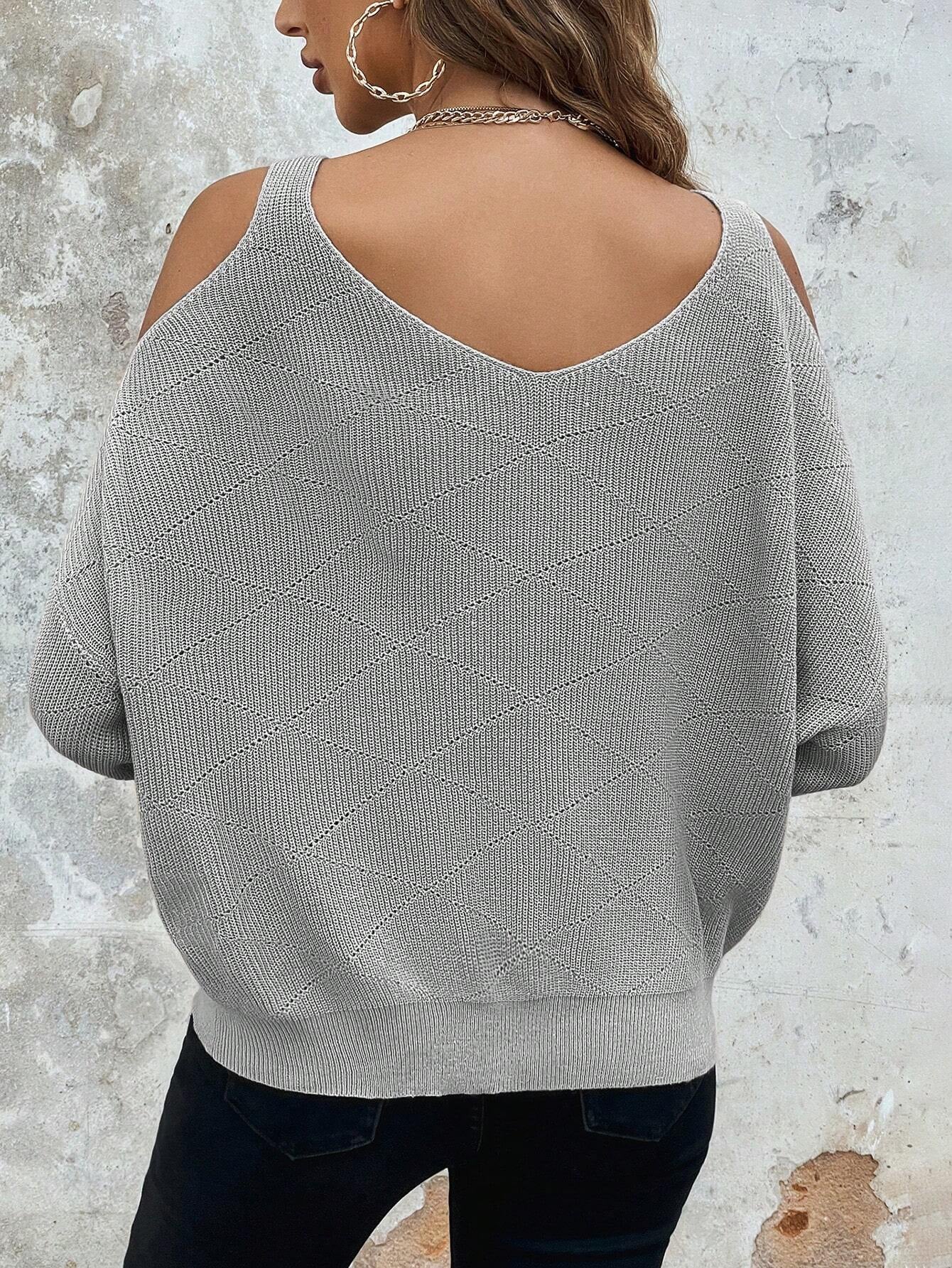 Clasi Twist Cold Shoulder Sweater shein