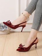 Classic French Style Elegant Strap Sandals With Bowknot Decor shein