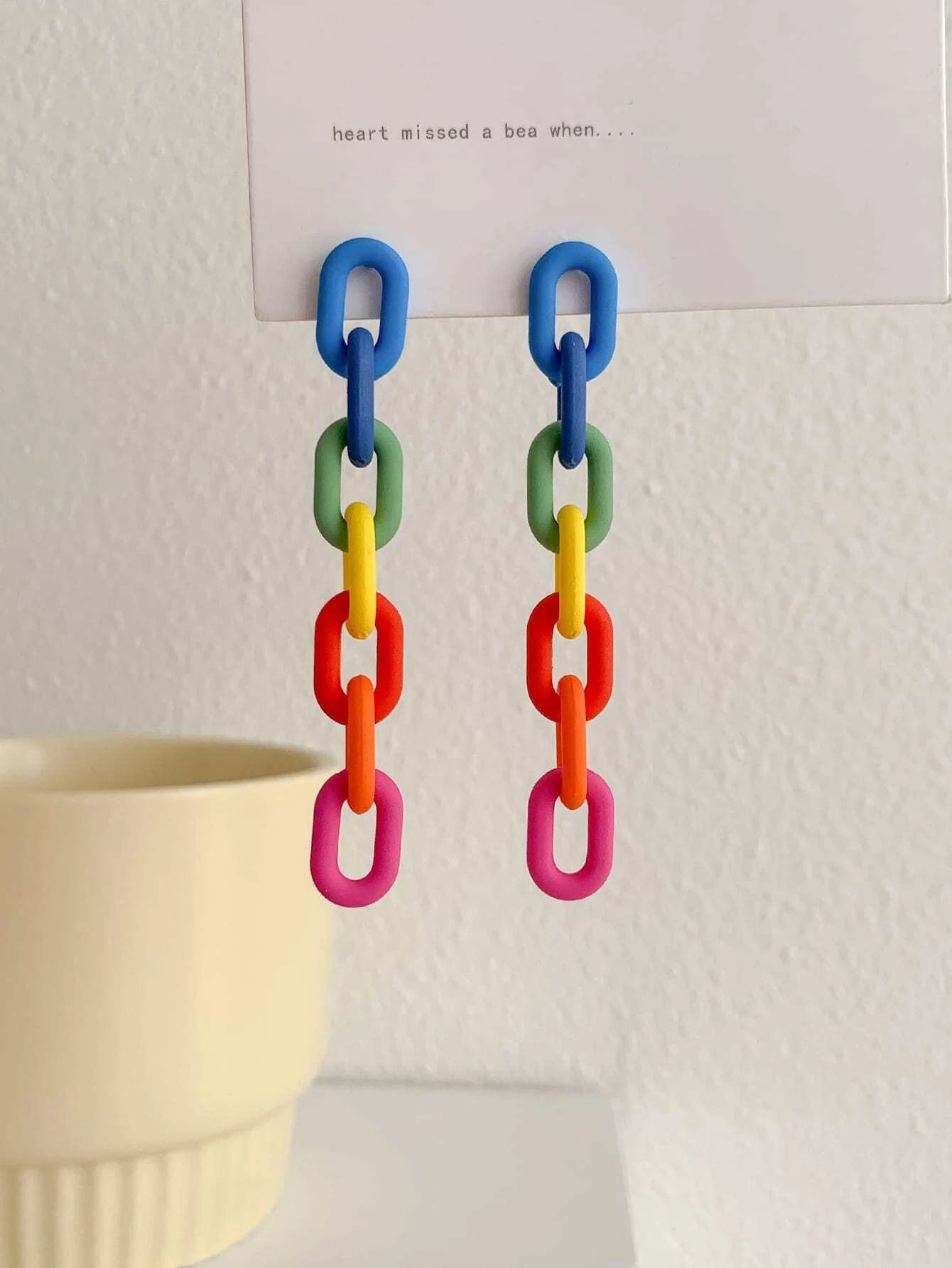 Colorblock Chain Earrings shein