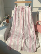 Casual Striped Wide Leg Pants Pink Striped Pants