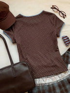 Women's Contrast Trim Round Neck Short Sleeve Casual Versatile T-Shirt shein