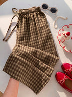Casual Striped Wide Leg Pants Pink Striped Pants