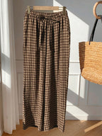 Casual Striped Wide Leg Pants Pink Striped Pants
