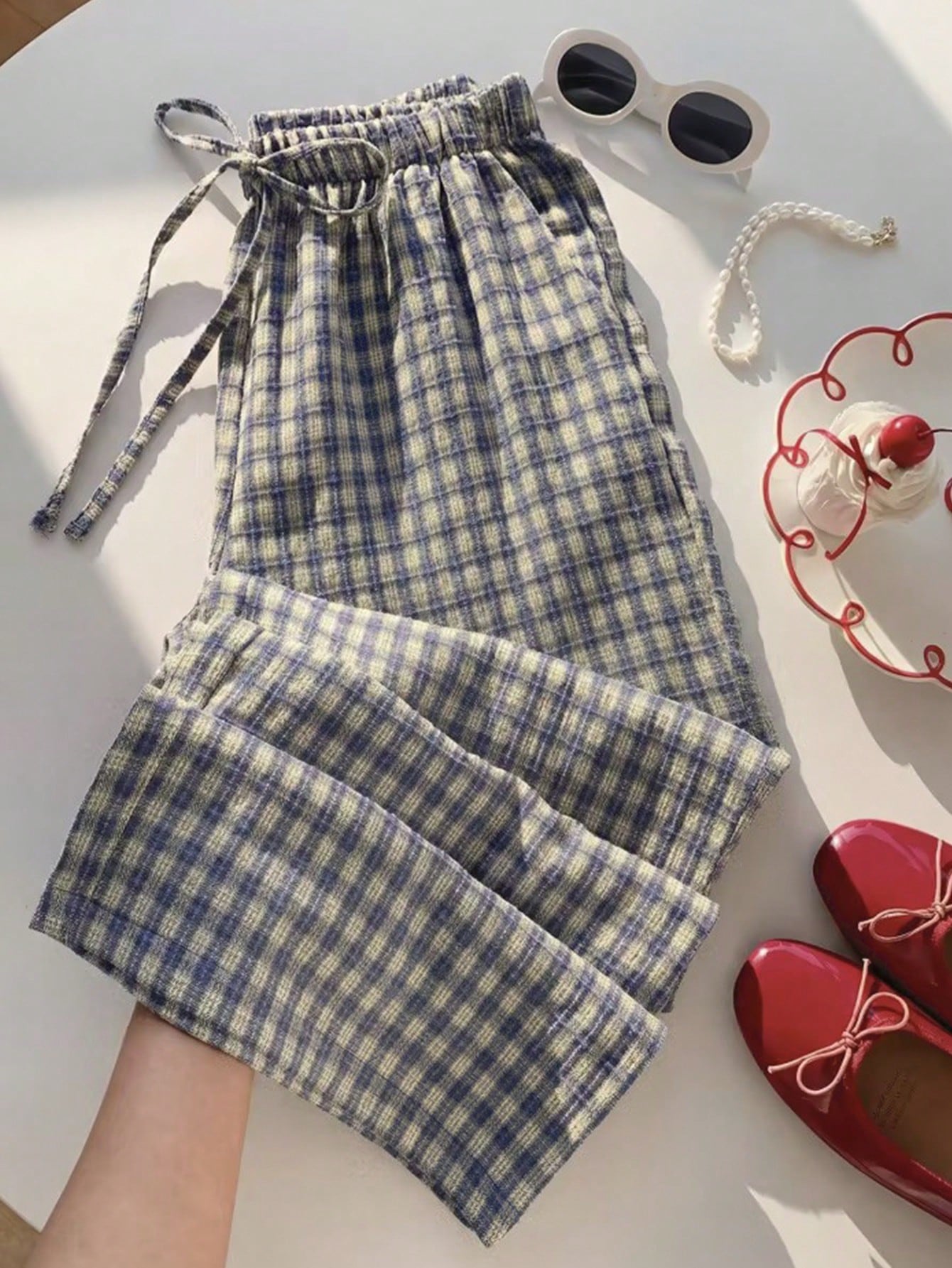 Casual Striped Wide Leg Pants Pink Striped Pants