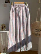 Casual Striped Wide Leg Pants Pink Striped Pants