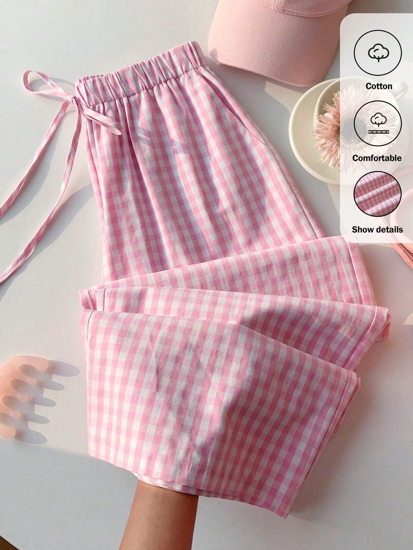 Casual Striped Wide Leg Pants Pink Striped Pants