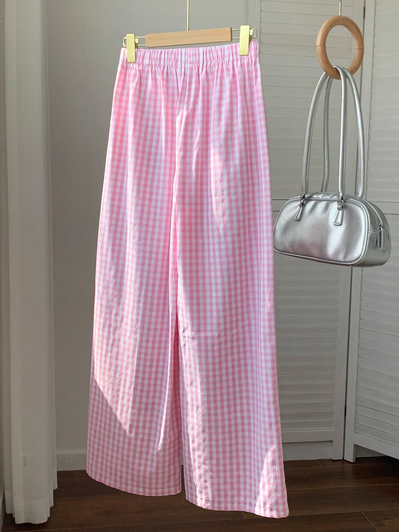 Casual Striped Wide Leg Pants Pink Striped Pants
