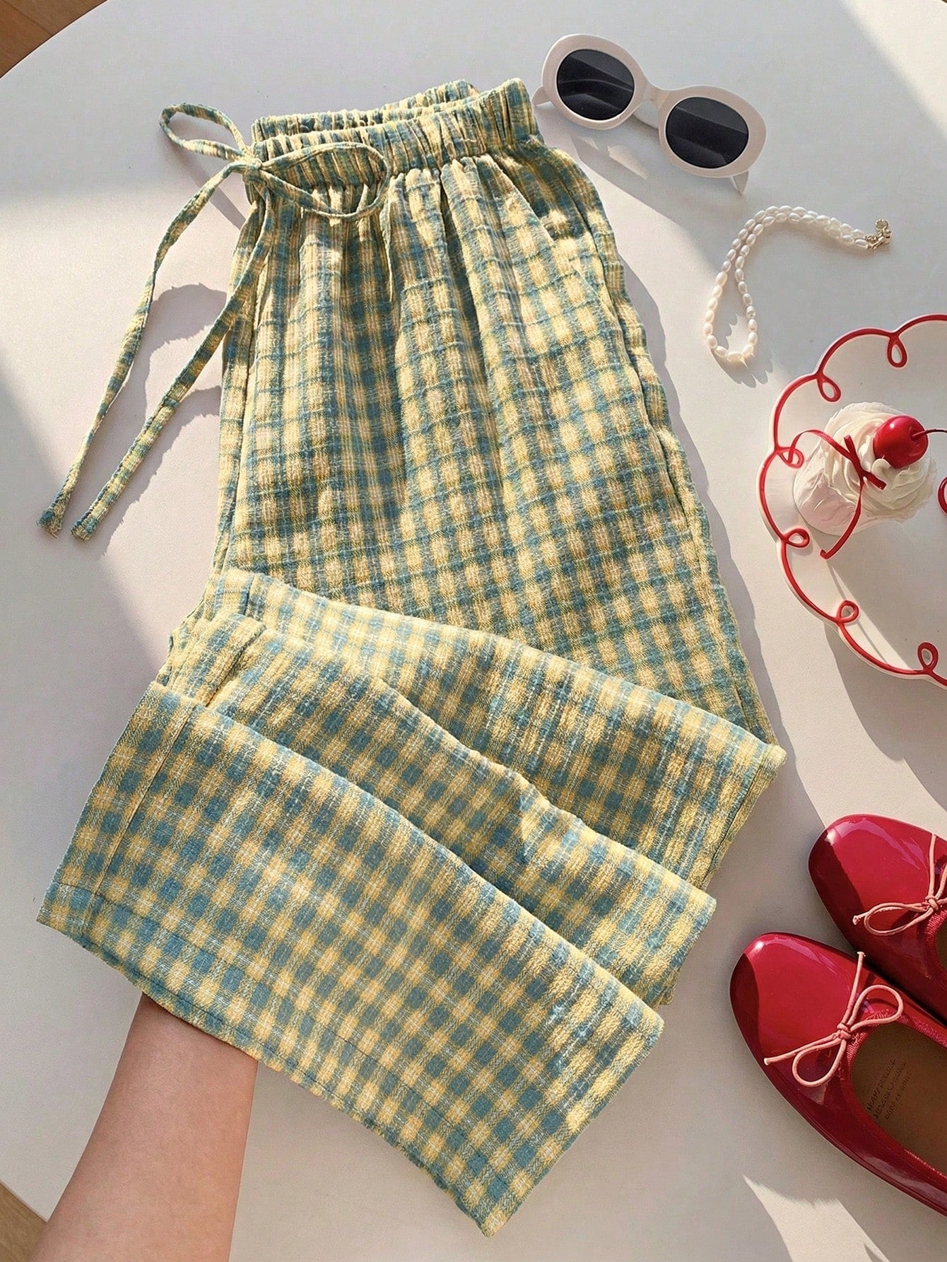 Casual Striped Wide Leg Pants Pink Striped Pants