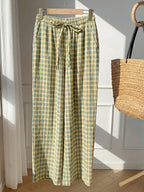 Casual Striped Wide Leg Pants Pink Striped Pants
