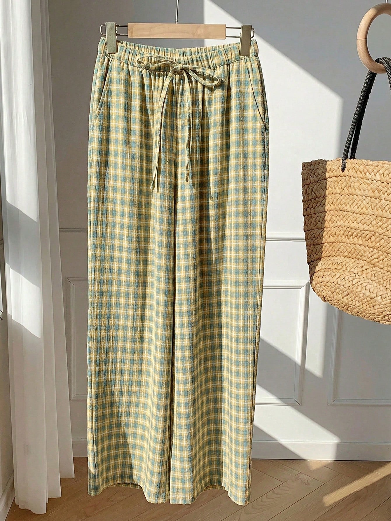 Casual Striped Wide Leg Pants Pink Striped Pants