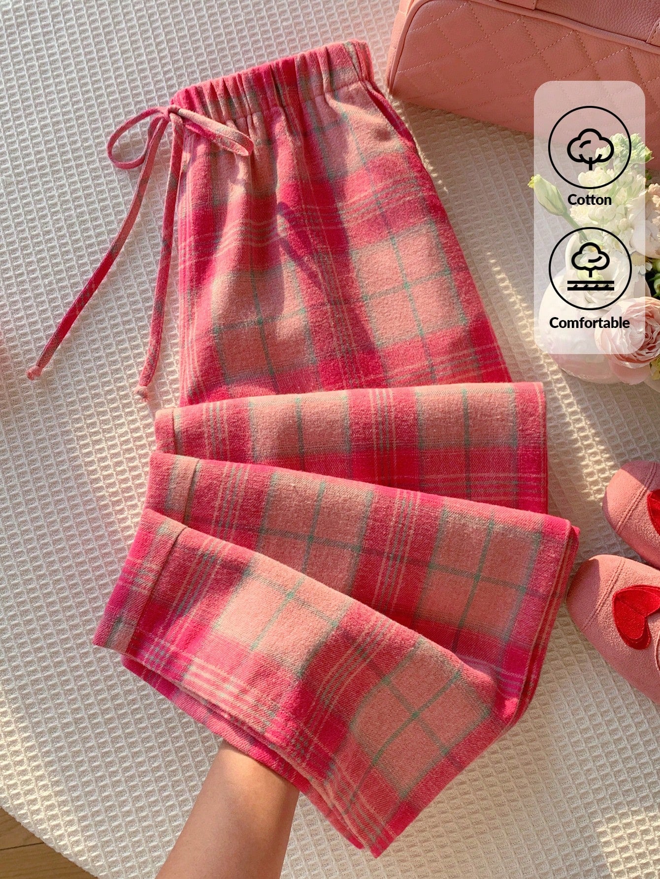 Casual Striped Wide Leg Pants Pink Striped Pants