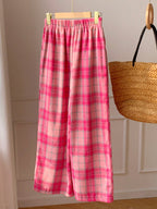 Casual Striped Wide Leg Pants Pink Striped Pants