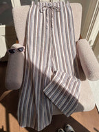 Casual Striped Wide Leg Pants Pink Striped Pants