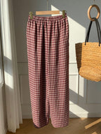Casual Striped Wide Leg Pants Pink Striped Pants