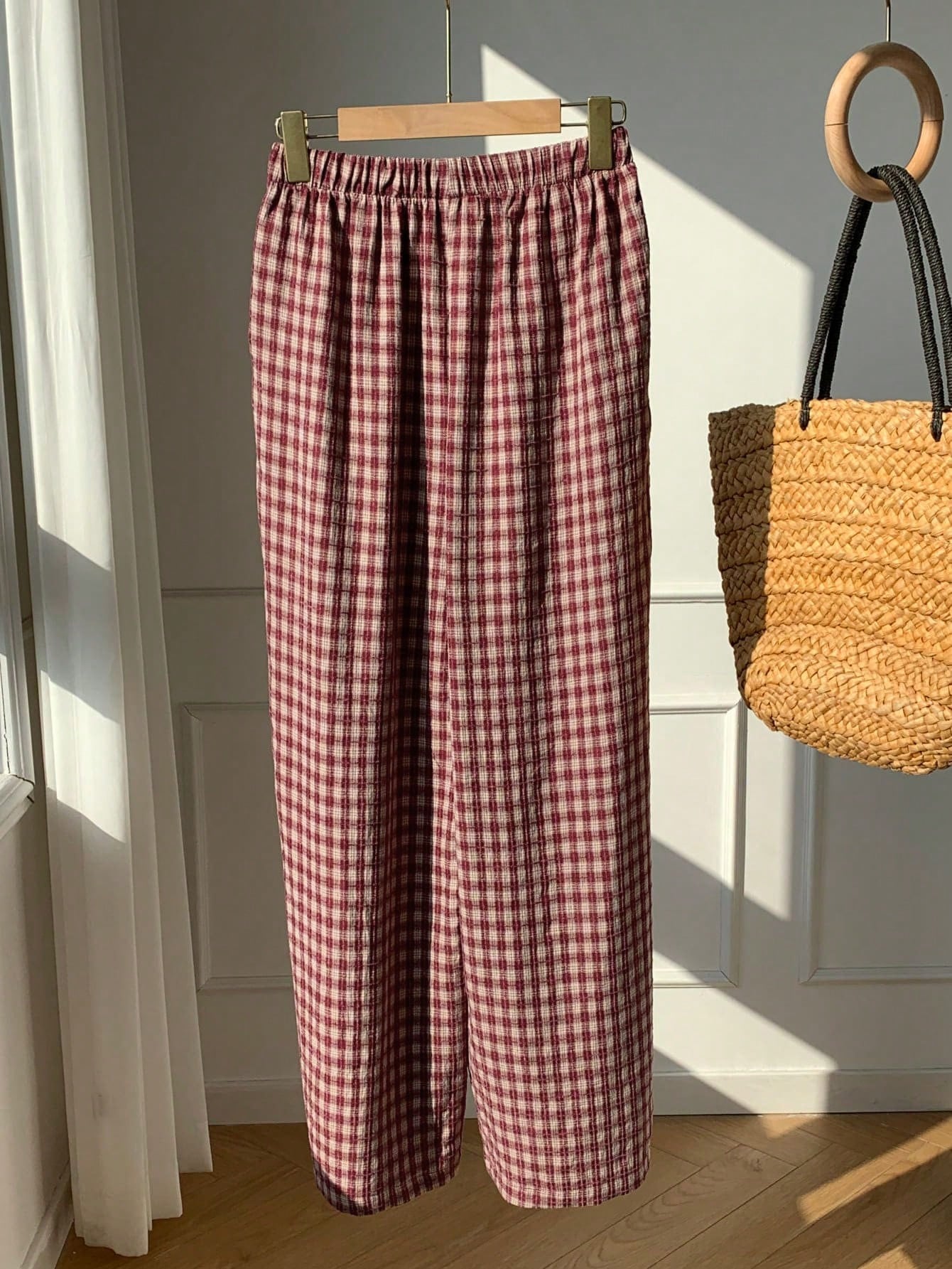 Casual Striped Wide Leg Pants Pink Striped Pants