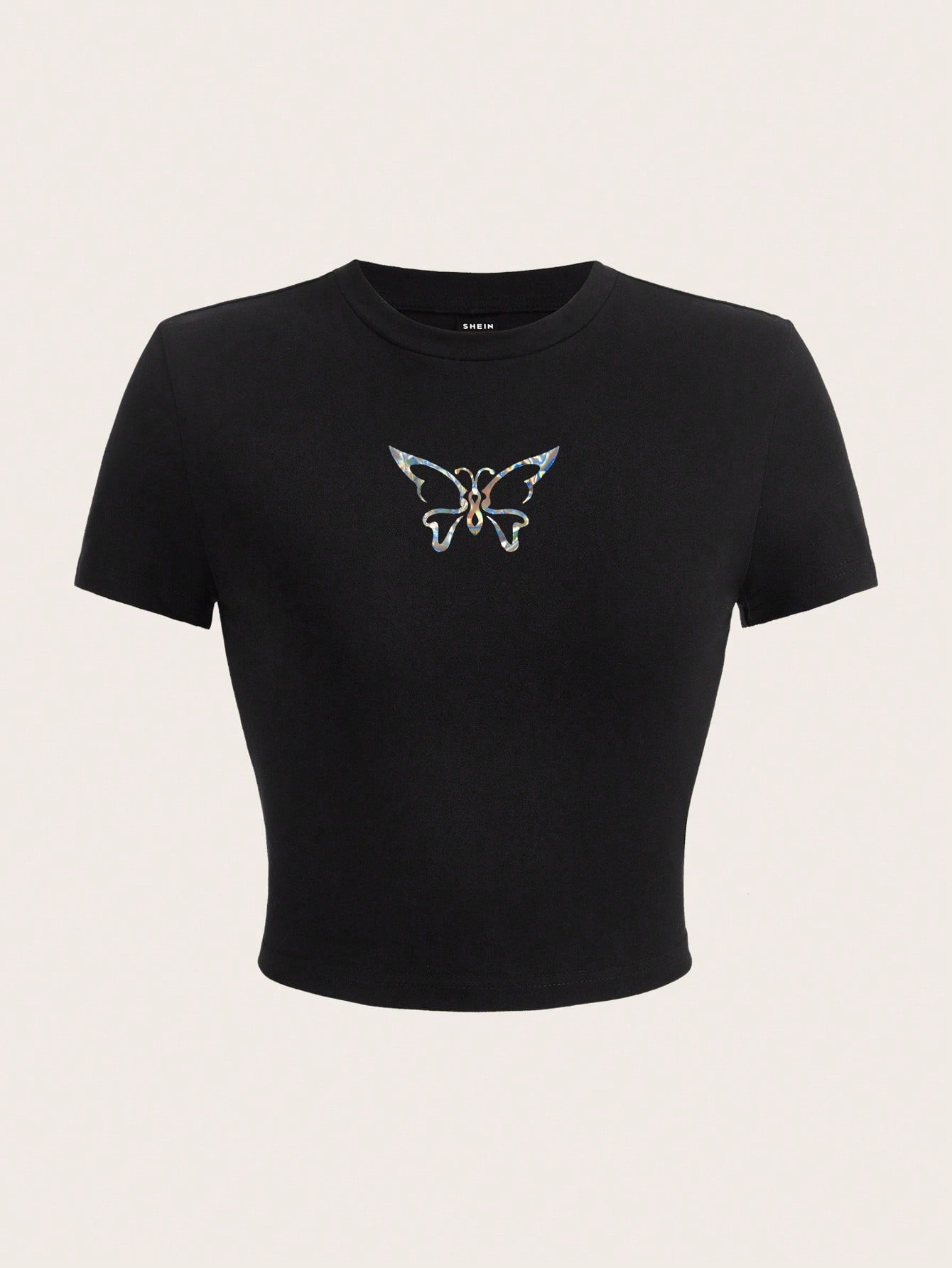 Coolane Butterfly Print Crop Tee shein