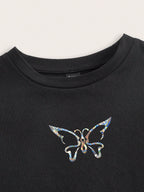 Coolane Butterfly Print Crop Tee shein
